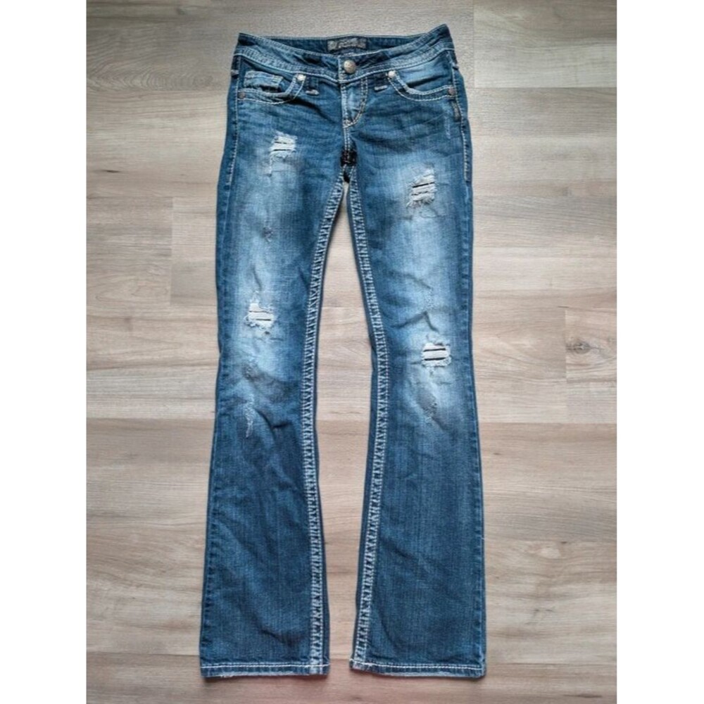 Silver Jeans Pioneer Bootcut Jeans Distressed, Size 25 (D2)